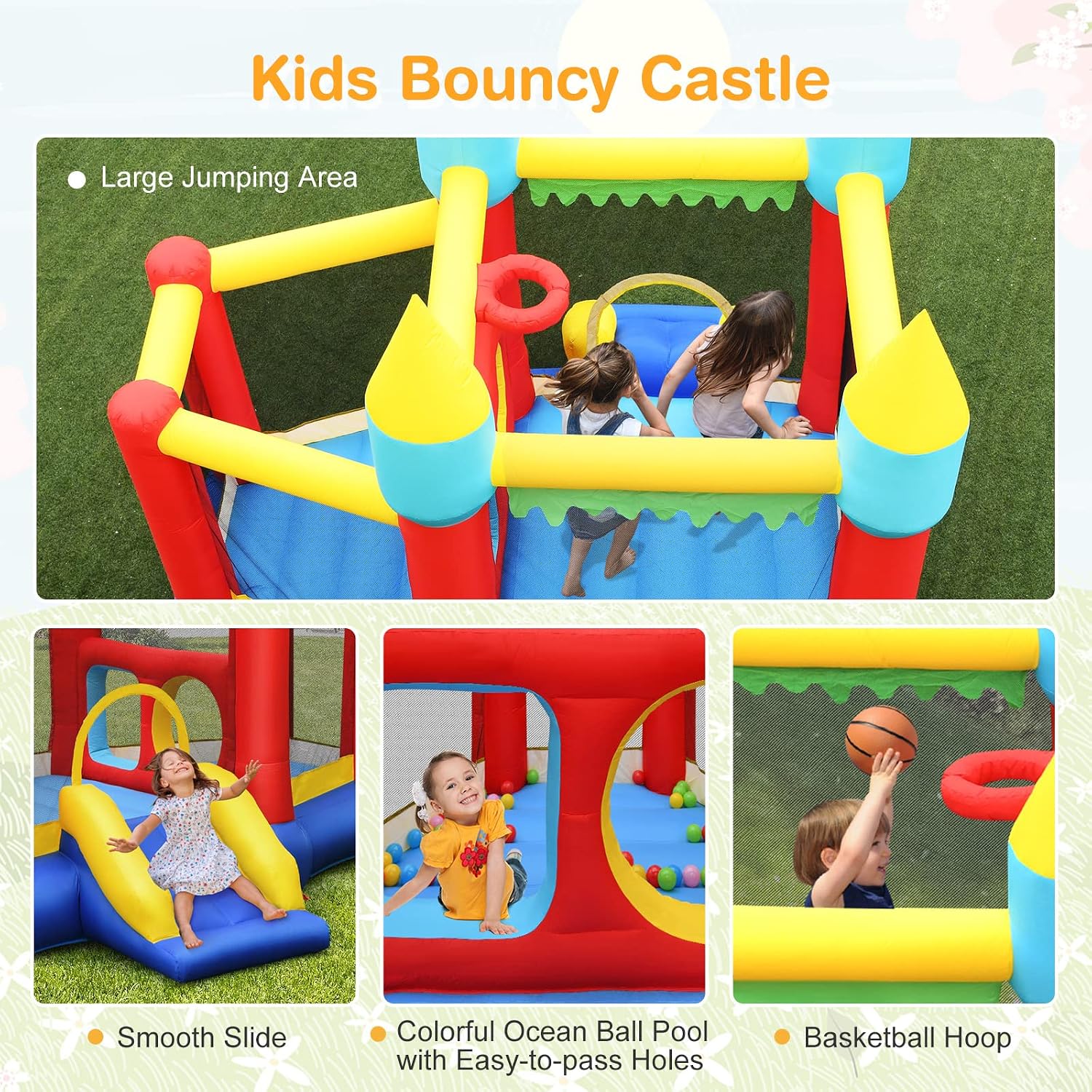 Inflatable Bounce Castle for K - Kids Outdoor Basketball Hoop 评论和价格