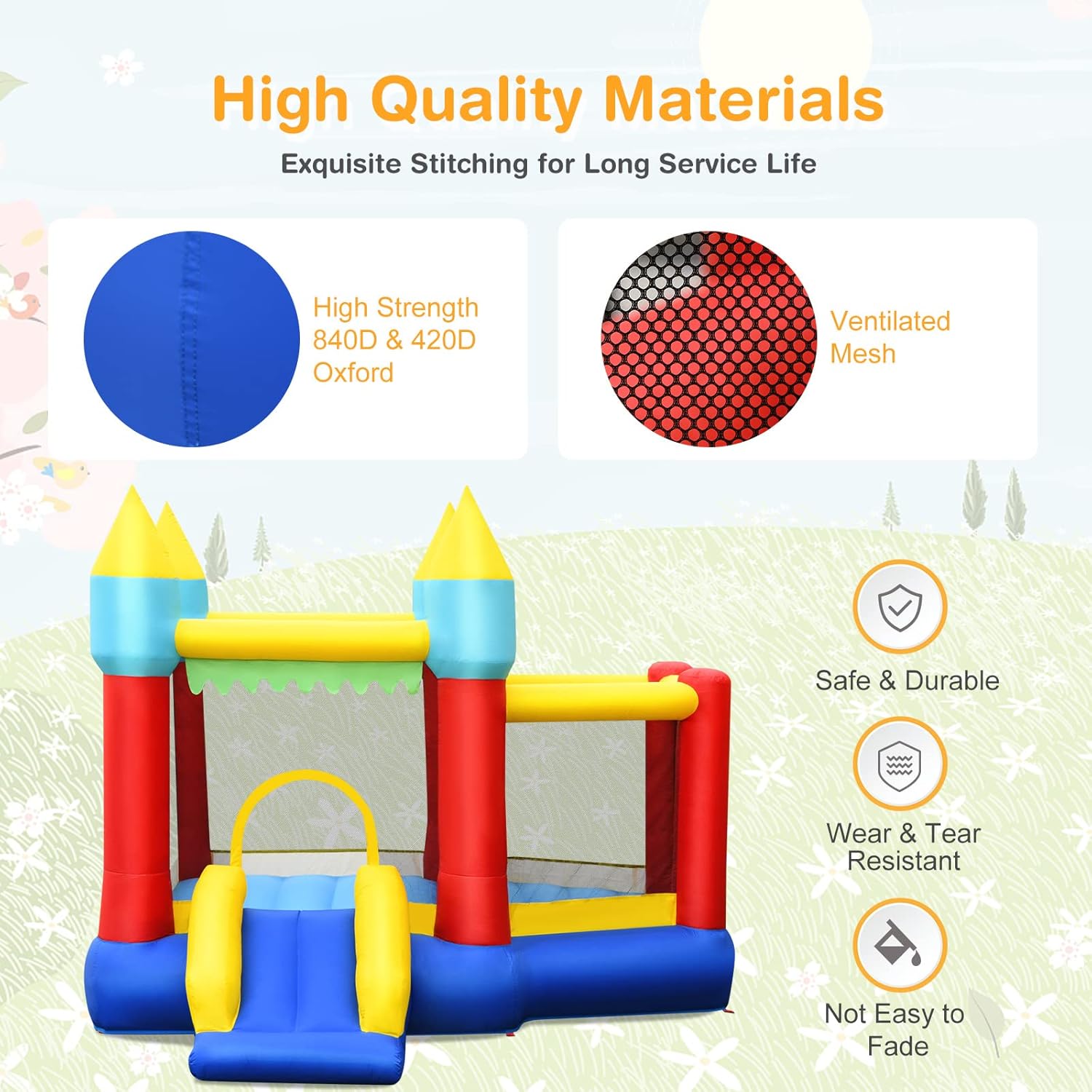 Inflatable Bounce Castle for K - Kids Outdoor Basketball Hoop 评论和价格