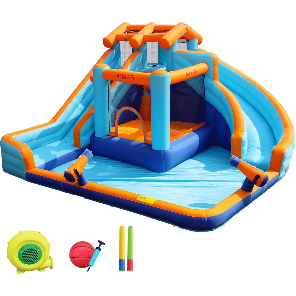 Large Water Slide Bounce House - Kids Outdoor Basketball Hoop 评论和价格