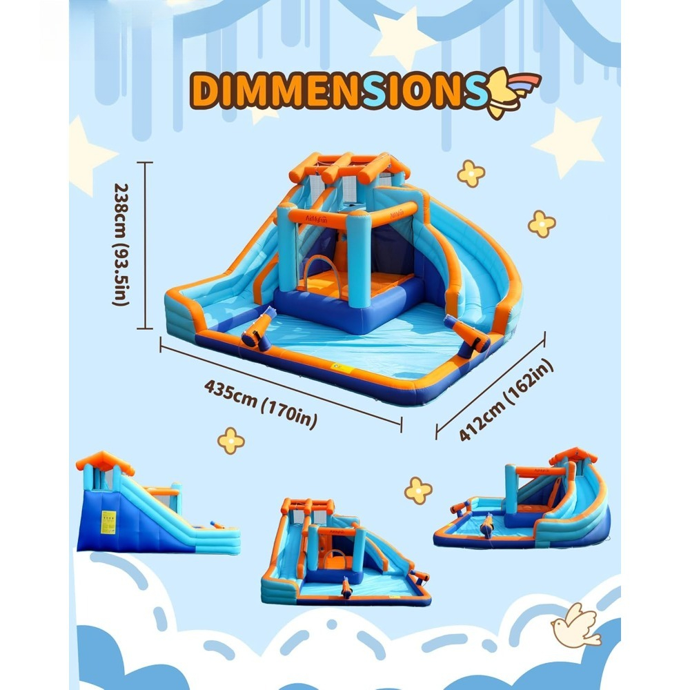 Large Water Slide Bounce House - Kids Outdoor Basketball Hoop 评论和价格