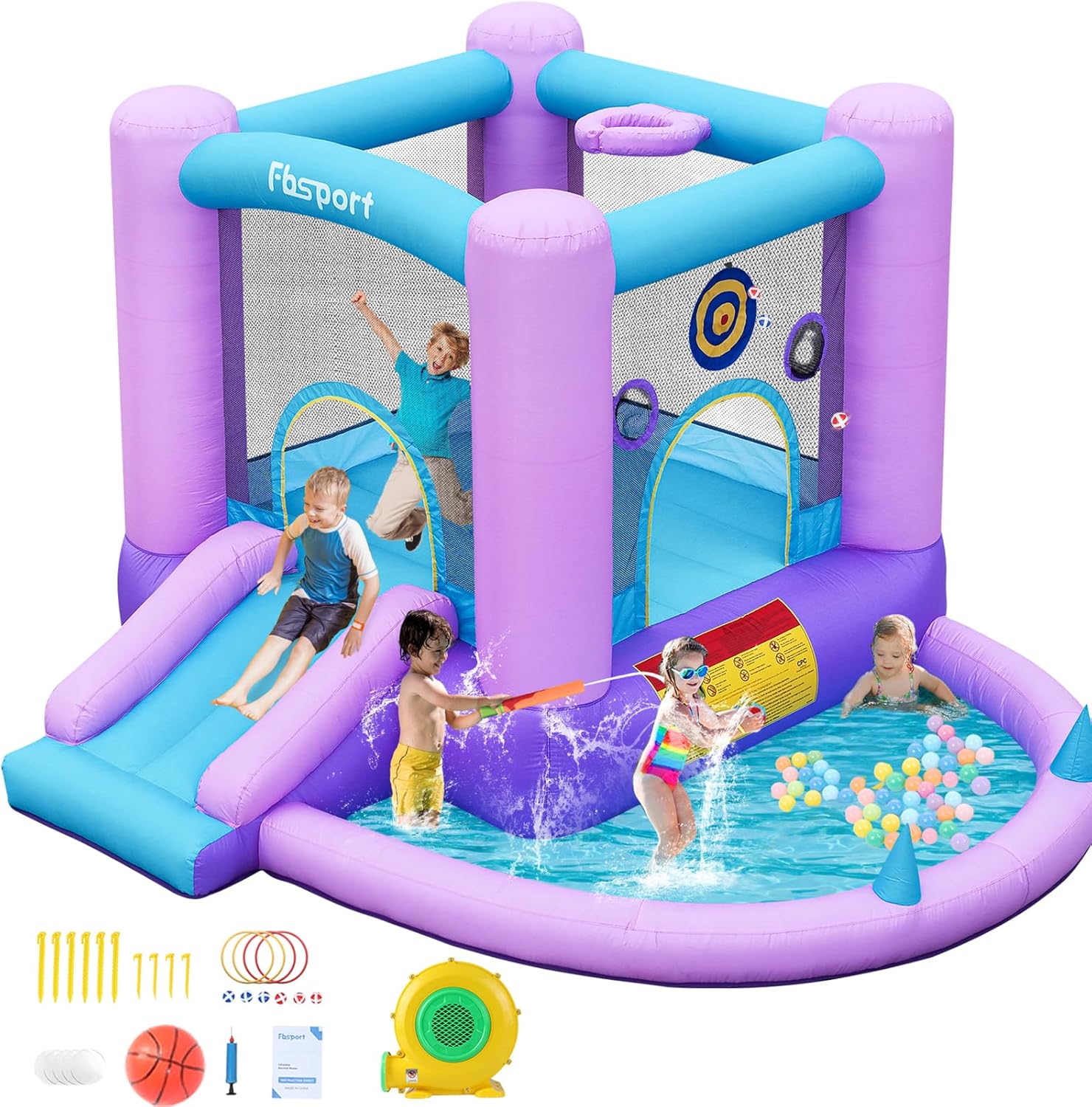 Inflatable Bounce House for Ki - Kids Outdoor Basketball Hoop 评论和价格