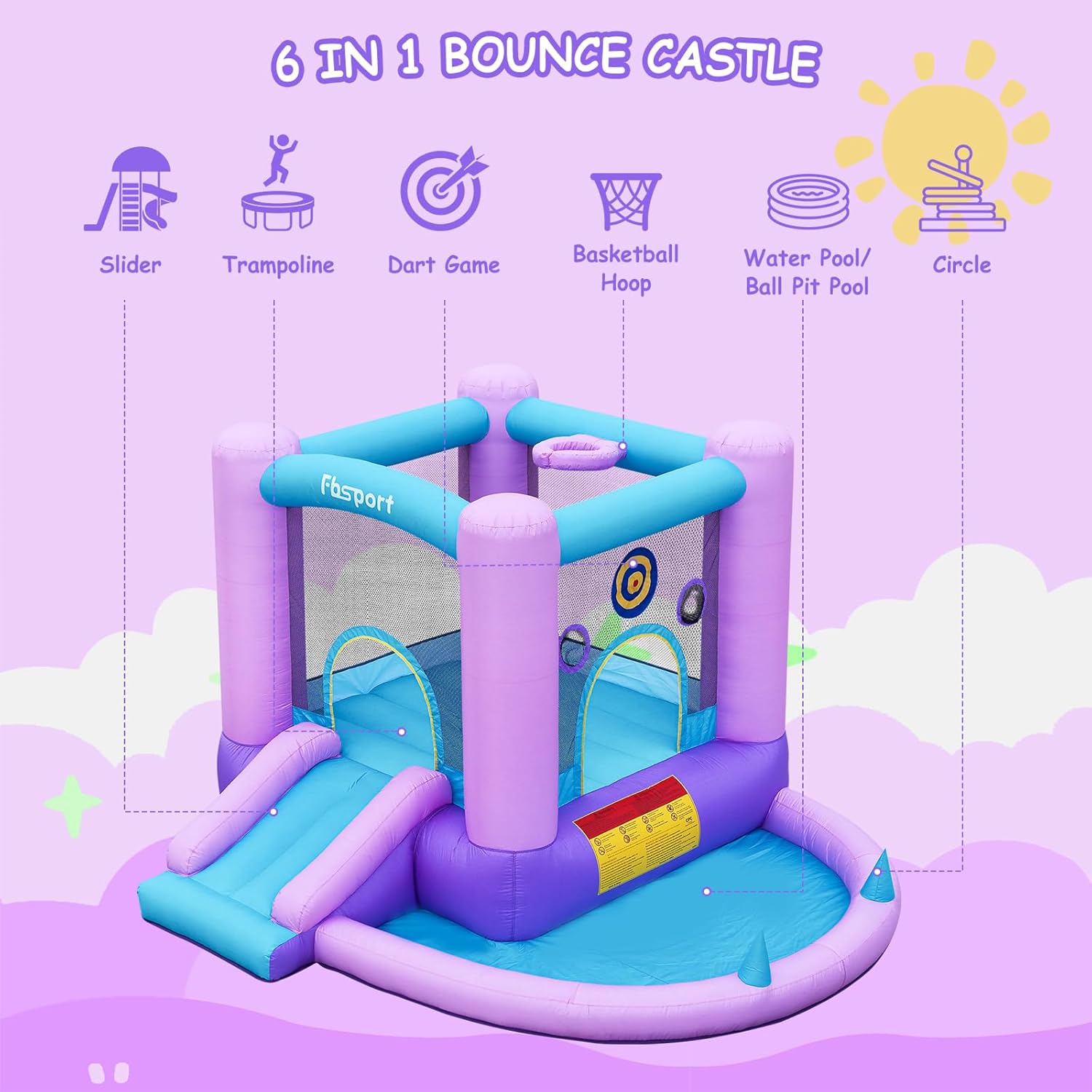 Inflatable Bounce House for Ki - Kids Outdoor Basketball Hoop 评论和价格