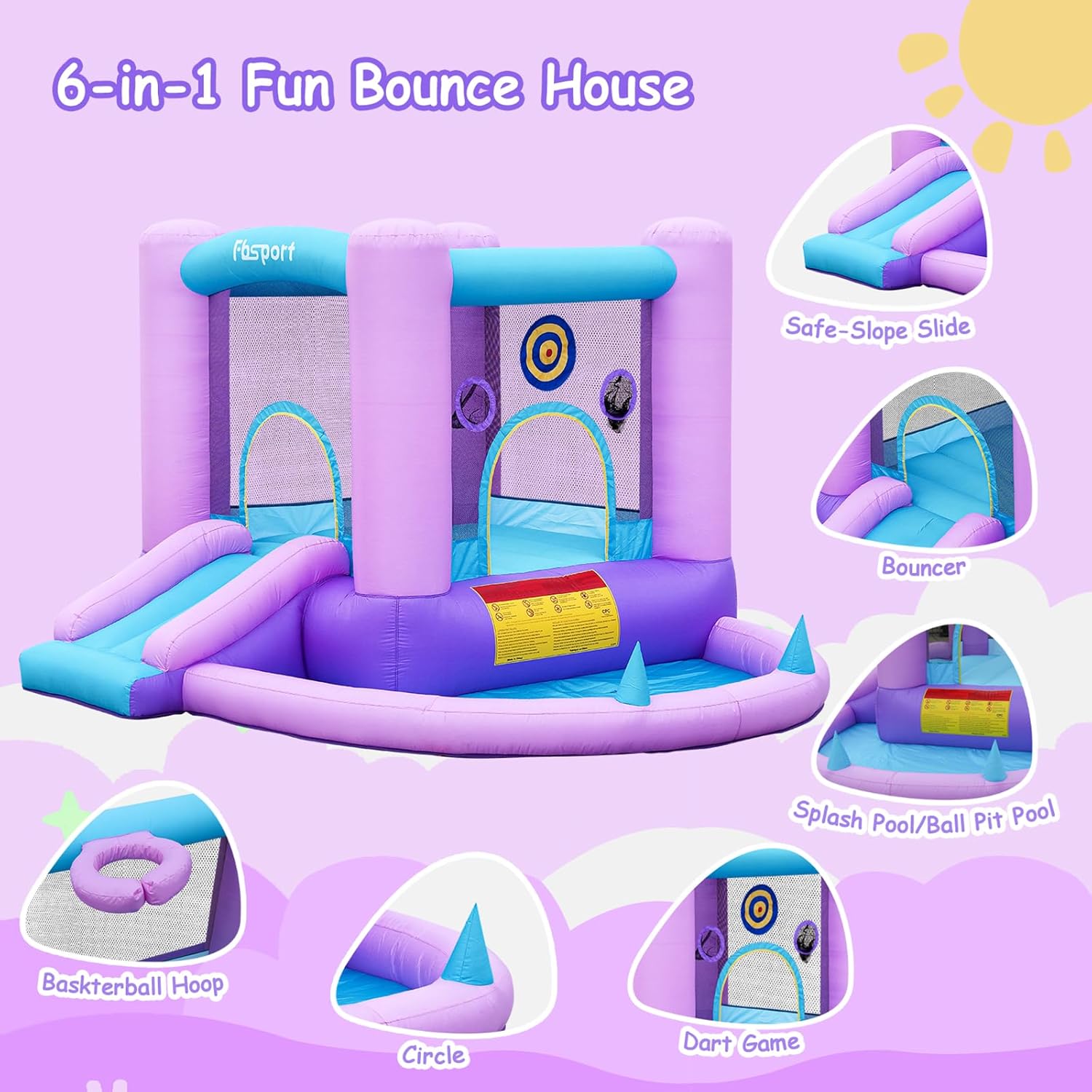 Inflatable Bounce House for Ki - Kids Outdoor Basketball Hoop 评论和价格