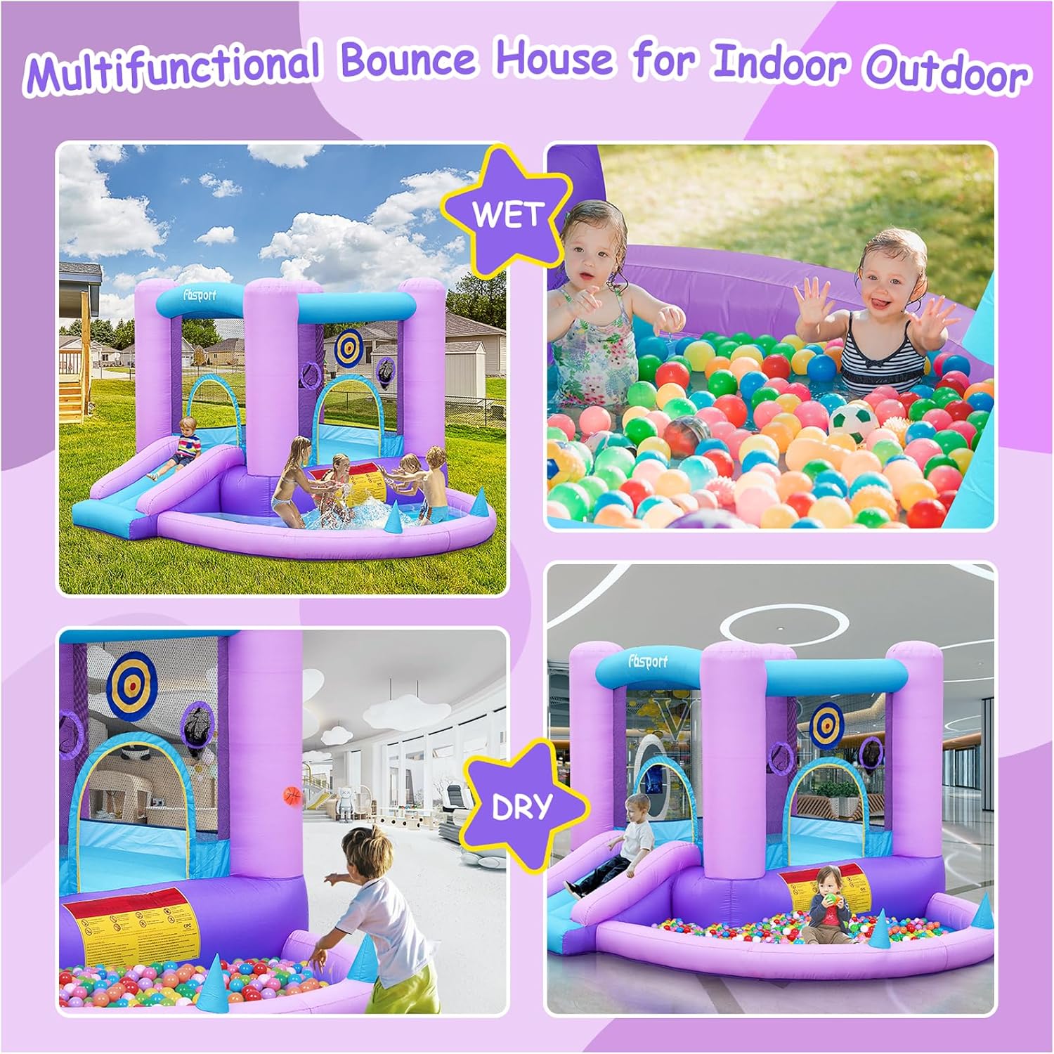 Inflatable Bounce House for Ki - Kids Outdoor Basketball Hoop 评论和价格