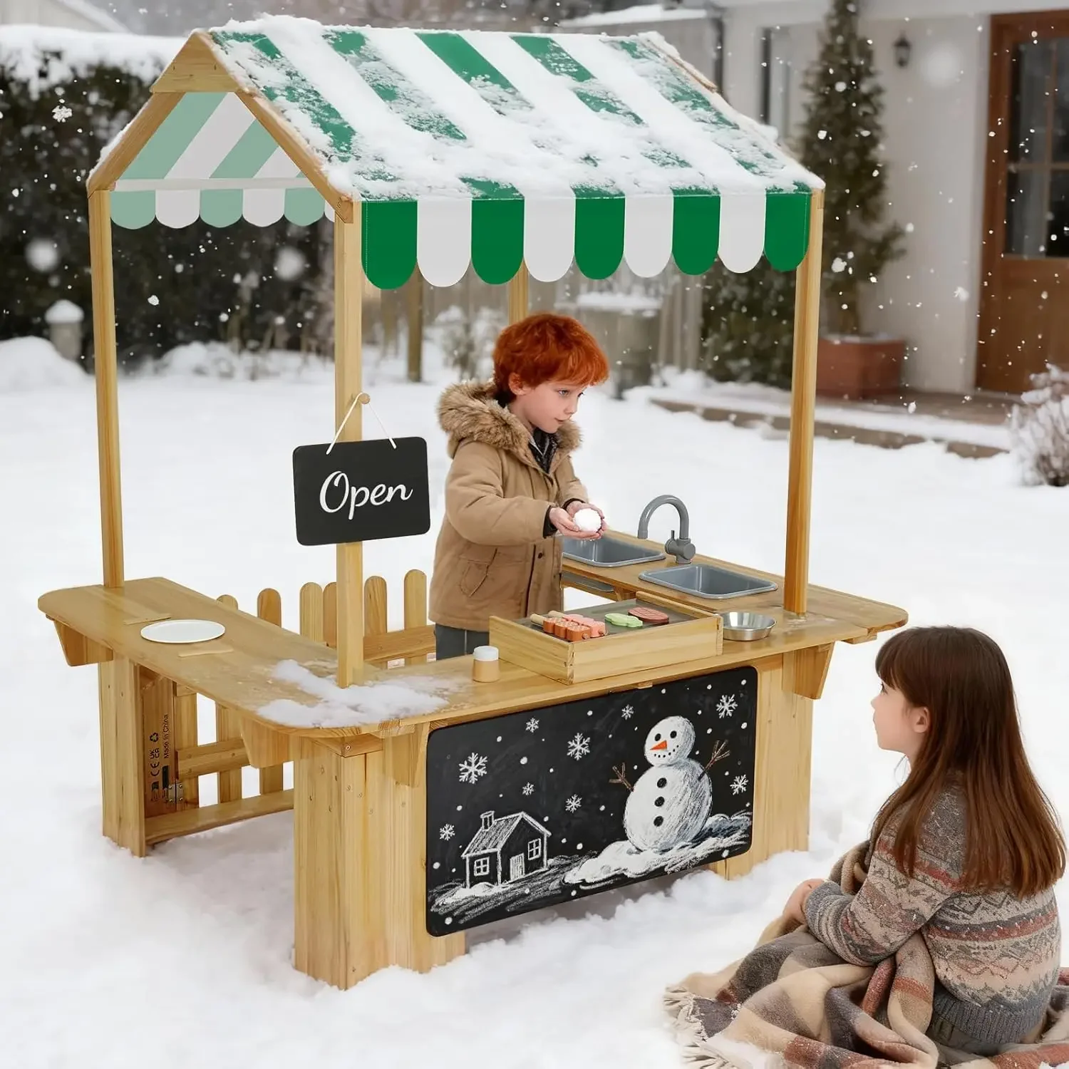 Kids Outdoor Playhouse, Mud Ki - Kids Outdoor Kitchen 评论和价格